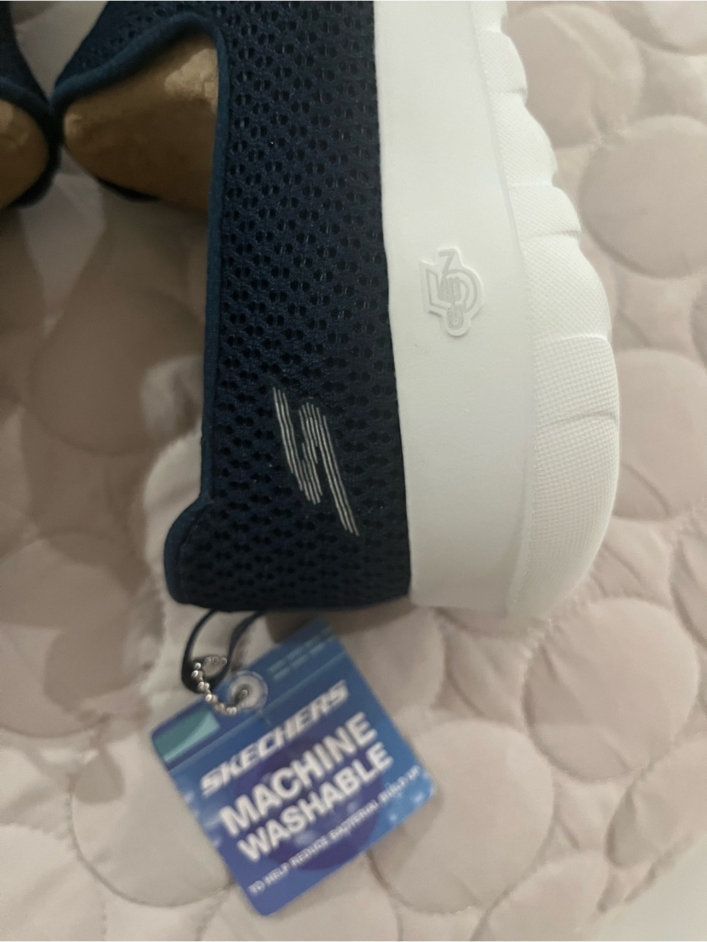 Skechers Slip-On Knit Sneakers in Navy and White - Picture 9 of 11